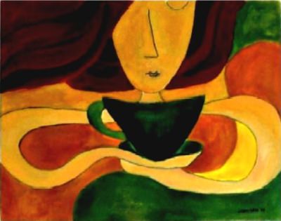 ['<em>'Woman smelling coffee' by Gizem Saka</em>' ]